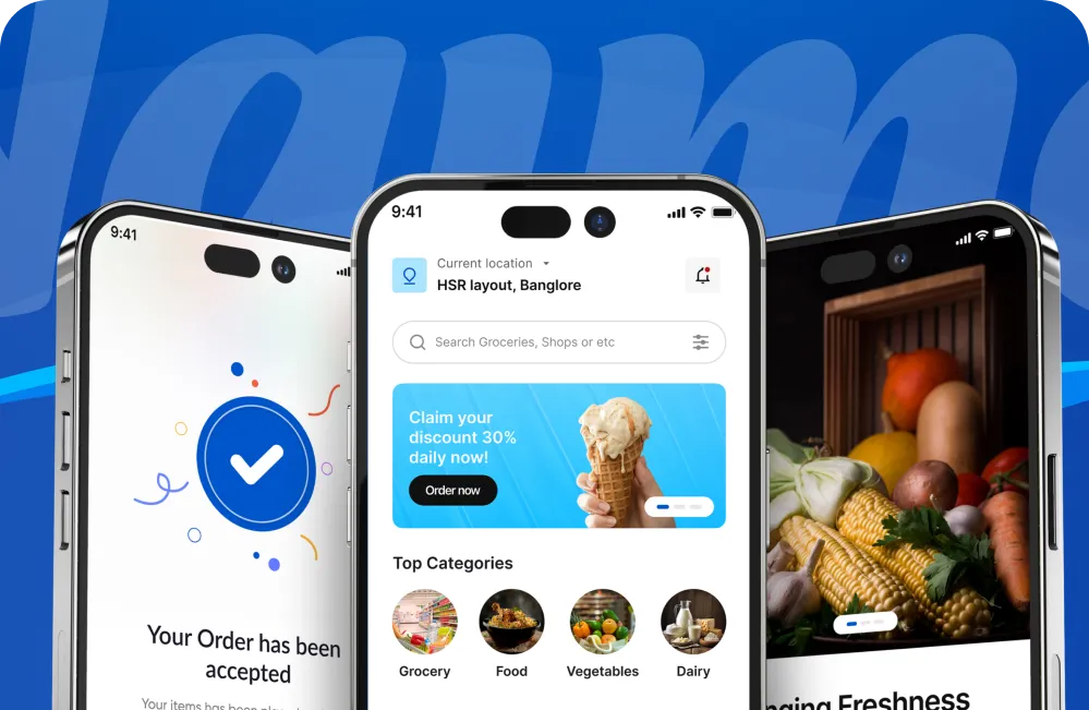 NAIMO delivery app screens